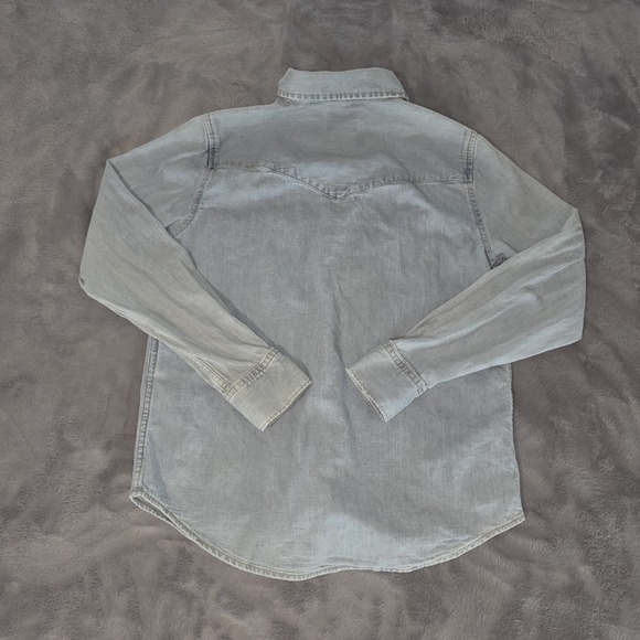 Levis Shirt Womens XS Western Pearl Snap Denim Long Sleeve Cowgirl Rodeo Rock - Picture 3 of 14